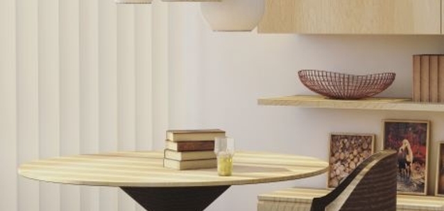 Modern table with books 