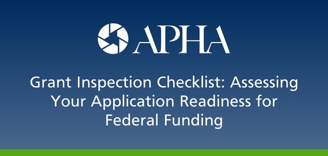 Title of event on a blue background with a green bar at bottom. Includes logo for APHA Webinar
