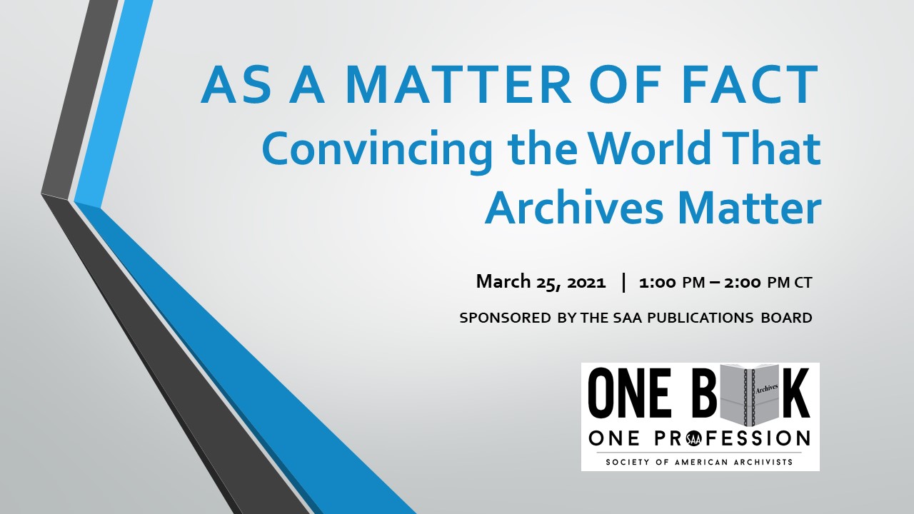 Sponsored by the Publications Board of the Society of American Archivists. 