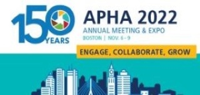 Header image with APHA 150 logo and tagline "Engage, Collaborate, Grow" above an illustration of Boston skyline 